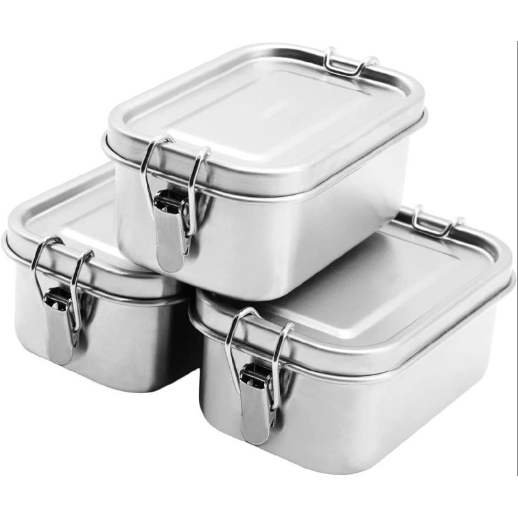 Prep & Savour Small Stainless Steel Food Storage Containers Set Reusable Metal Lunch Snack